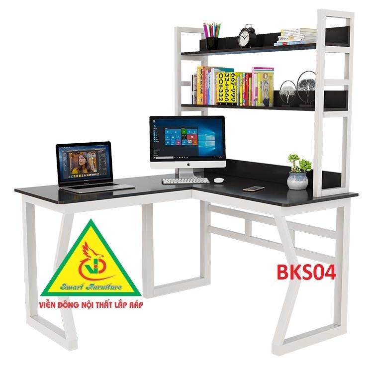 Bàn làm việc, bàn học khung sắt mặt gỗ BKS04