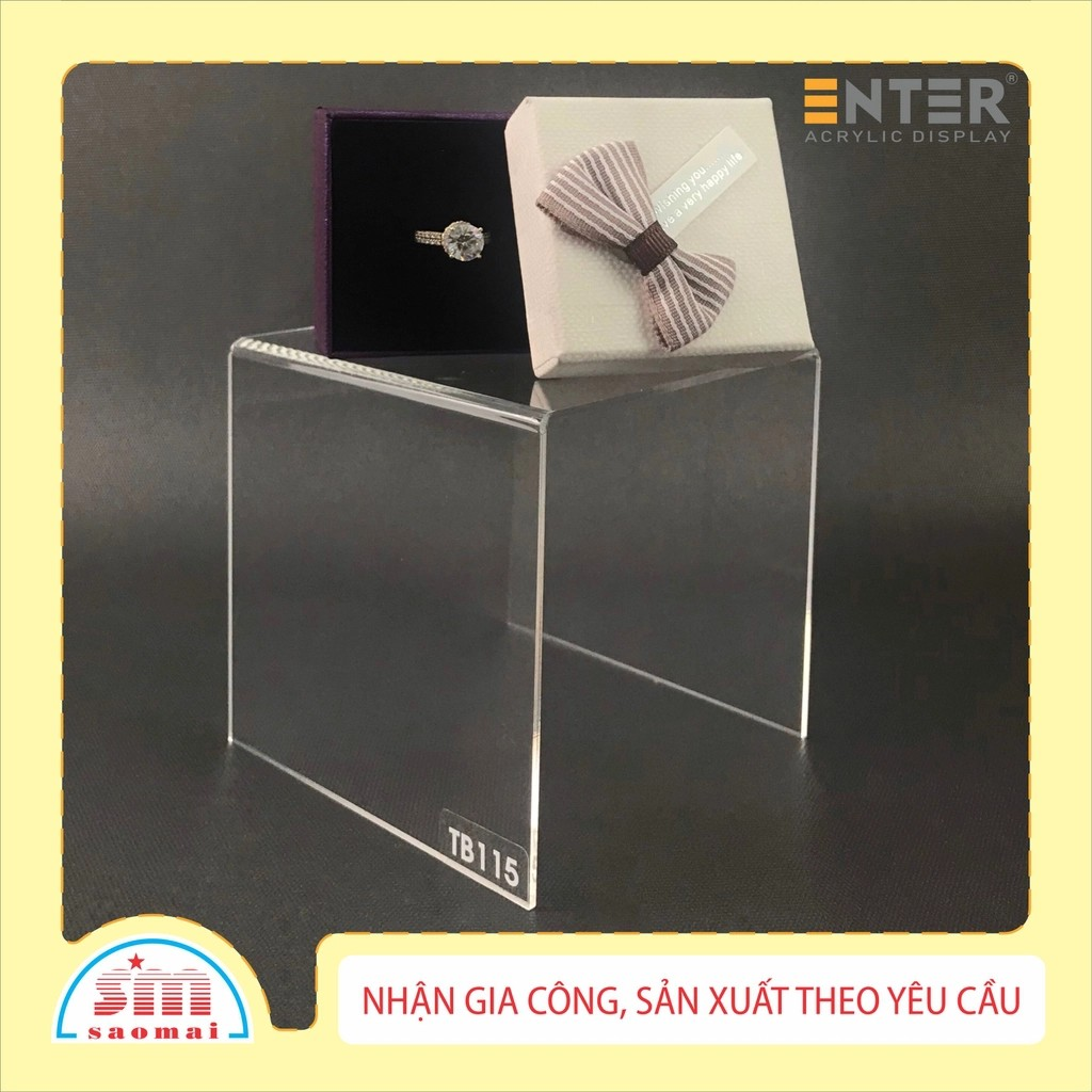 Kệ trưng bày mica 3 mặt uốn Enter TB116 125x125x125mm mica dày 2mm, Kệ livestream, Kệ mica chữ U trong suốt để đồ đa năng