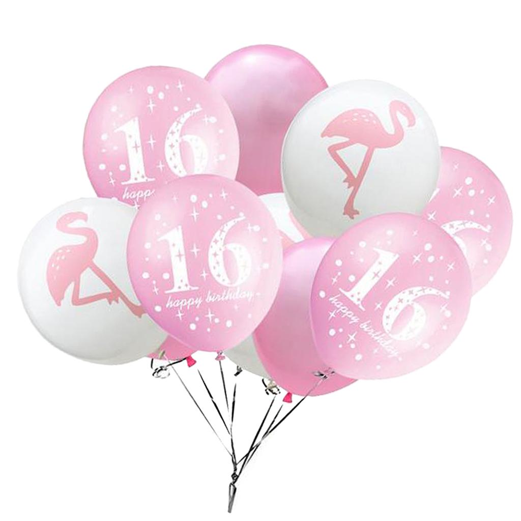 10 Pieces Assorted Balloons16th Birthday Latex Balloons for Birthday Party Decor 12 Inch