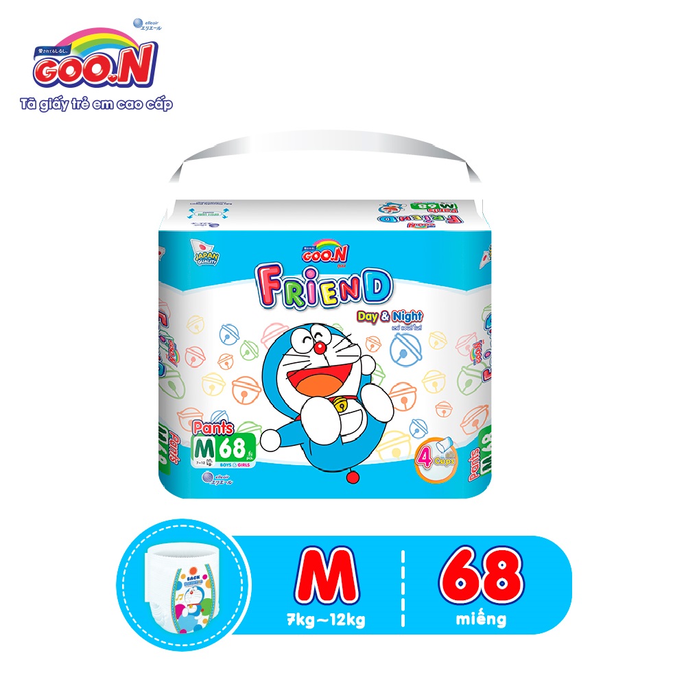 Tã quần Goon Friend Doremon mới gói siêu đại M68 (7kg ~ 12kg)