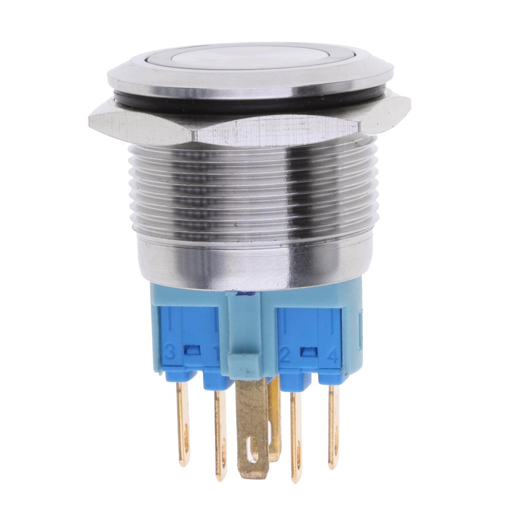 22mm 1NO1NC Stainless Steel 12V LED Momentary Push Button Switch Blue