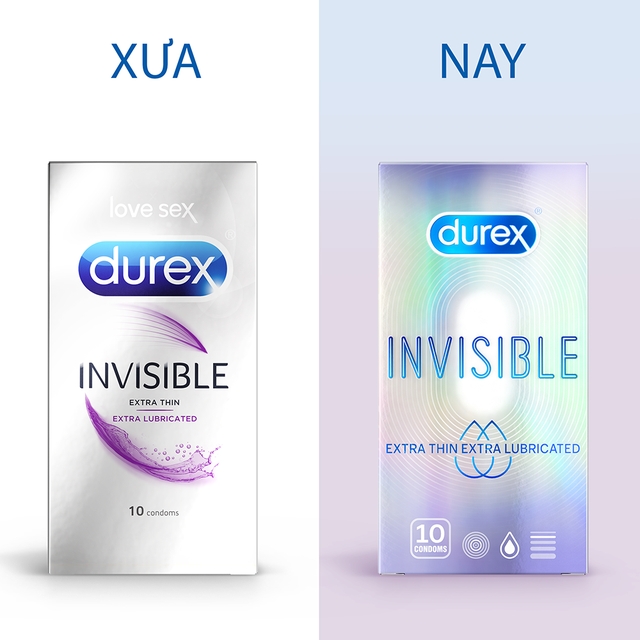 Bộ 2 hộp Bao cao su Durex Invisible Extra Lubricated 10 bao