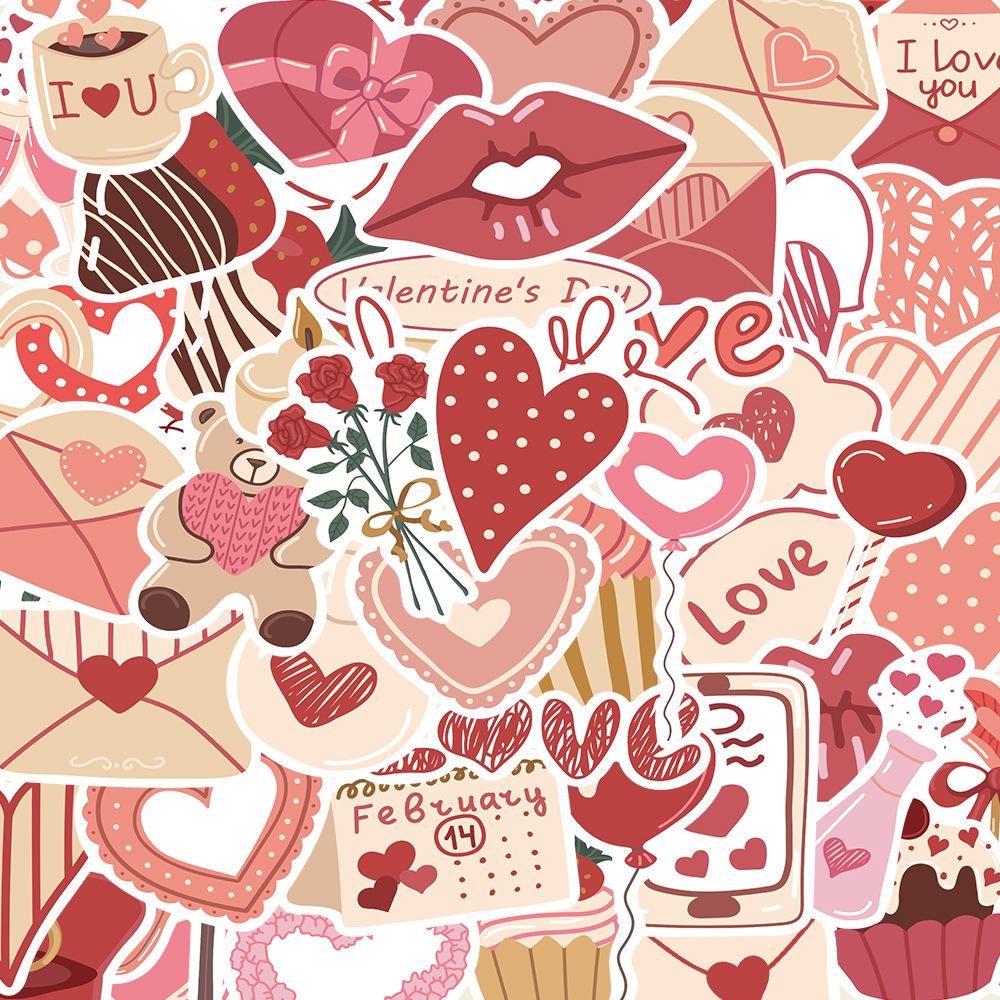 Sticker chủ đề tình yêu trái tim cute trang trí mũ bảo hiểm, guitar, ukulele, điện thoại, sổ tay, laptop-mẫu S48