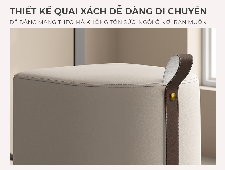 Ghế đôn sofa, ghế bàn trang điểm đệm dày bọc da phong cách hiện đại - GC47