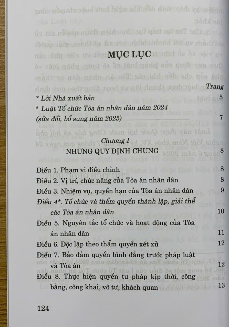 Luật tổ chức tòa án nhân dân năm 2024 (sửa đổi, bổ sung năm 2025)