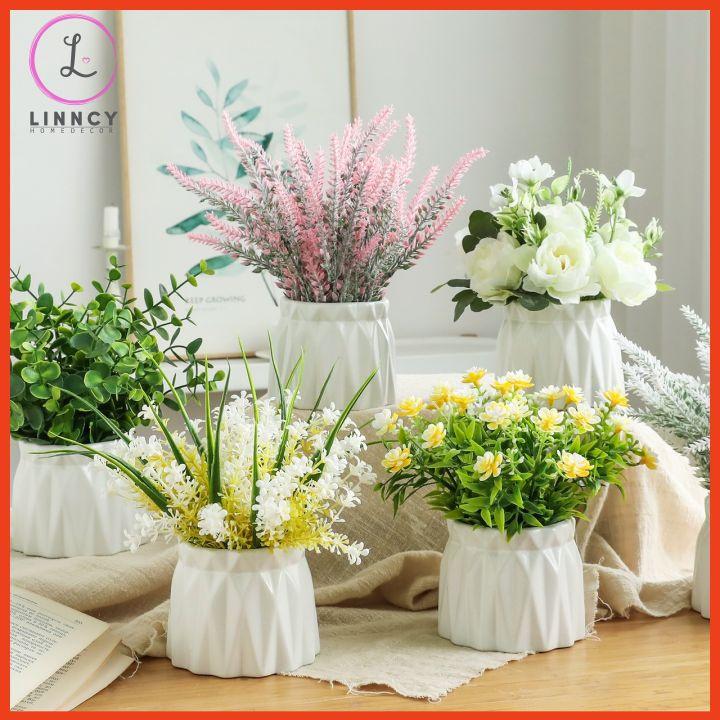 Bình hoa mini để bàn cao 20cm, bình hoa giả trang trí nhà cửa, cửa hàng, văn phòng