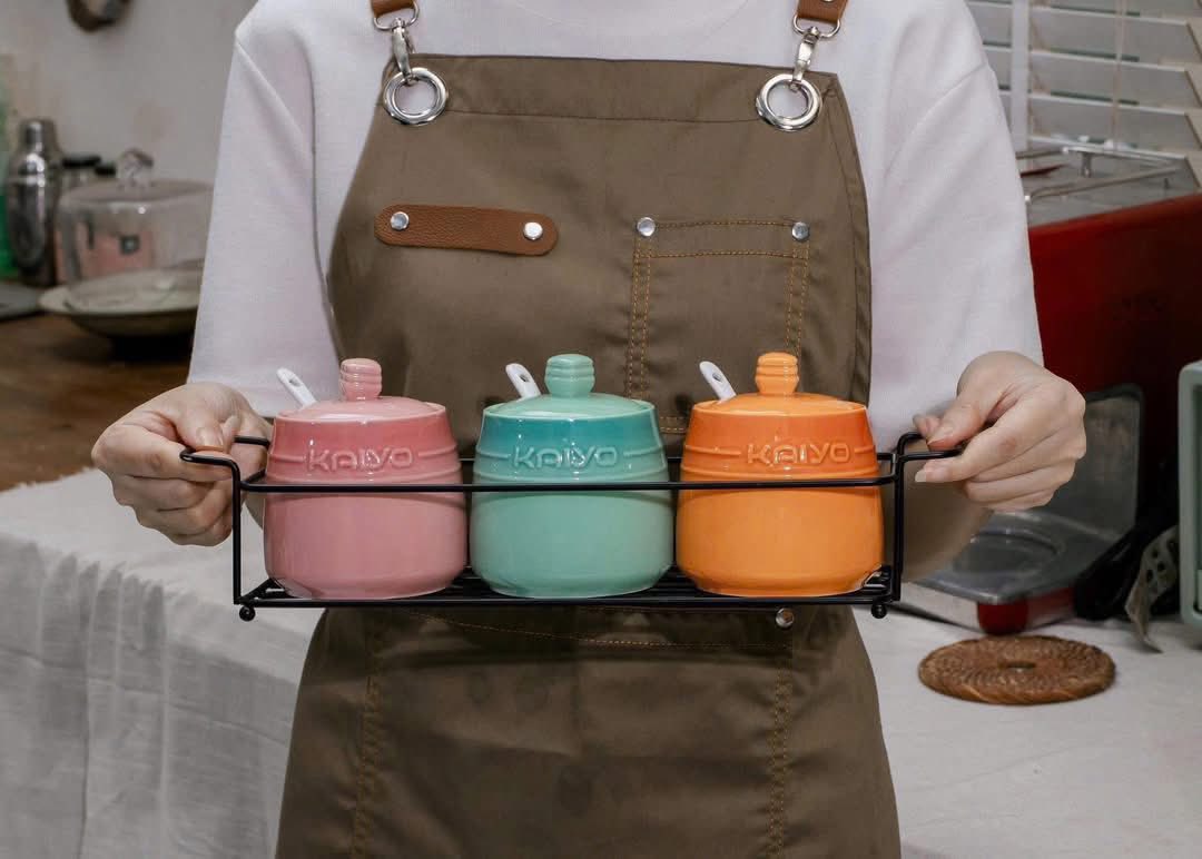Set 3 hũ gia vị Rainbowl cao cấp - chính hãng Kaiyo hàng chính hãng
