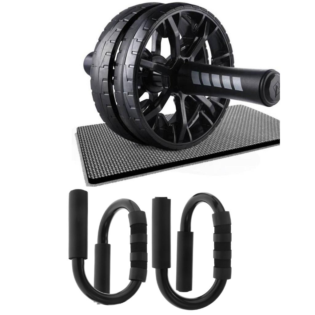 Ab Wheel Roller Fitness Workout Equipment Push Up Bar Chest Arm Muscle Trainer