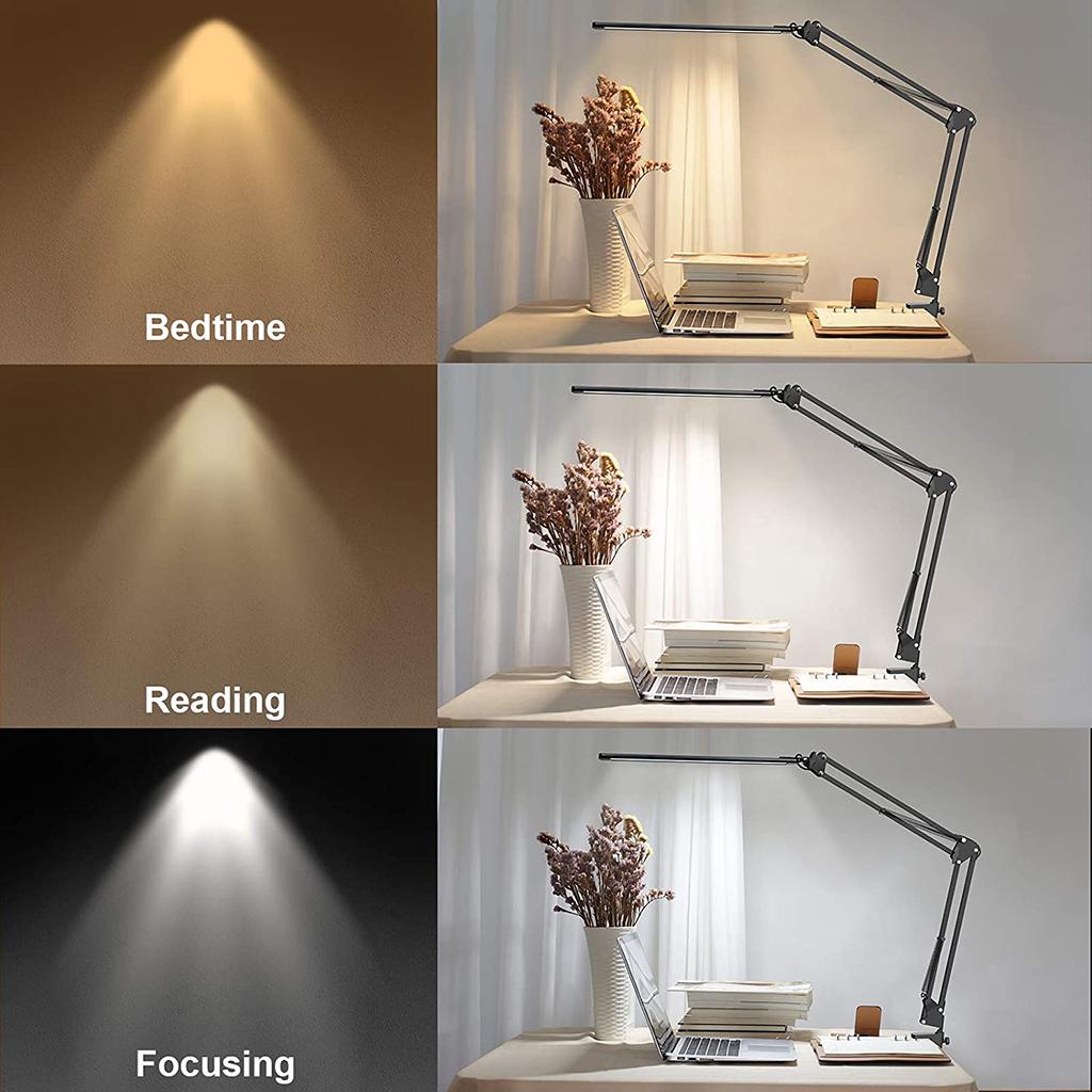 Desk Lamp Eye Protection LED Lamp with Clamp, Flexible Bedside Table Desk Lamp LED Reading Desk Light