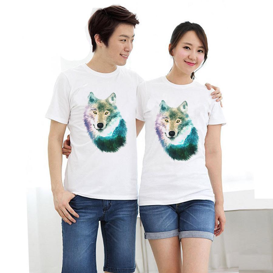 Áo thun cặp đôi in hình chó sói 3d form rộng phong cách hàn quốc