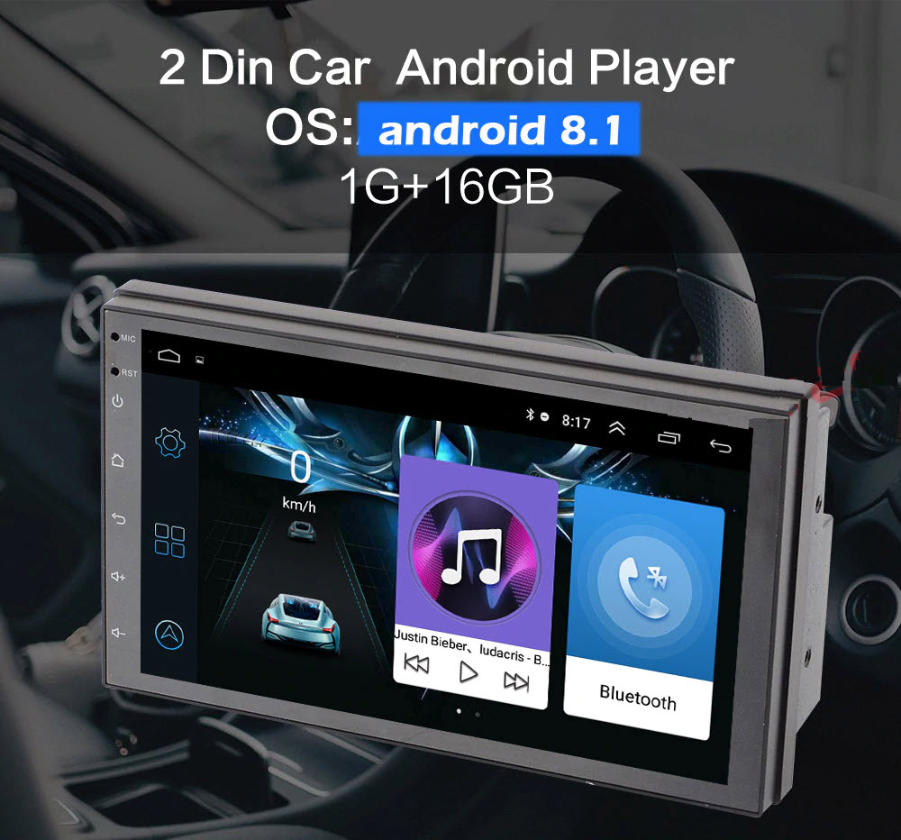 Màn hình cảm ứng LCD Full HD 1080 Android 8.1 7 inch RAM 1Gb ROM 16Gb có tiếng Việt lắp cho các dòng xe Toytota, Nissan, Kia, Hyundai - Tích hợp Bluetooth, Wifi, module GPS và Camera lùi dài 6m AnZ