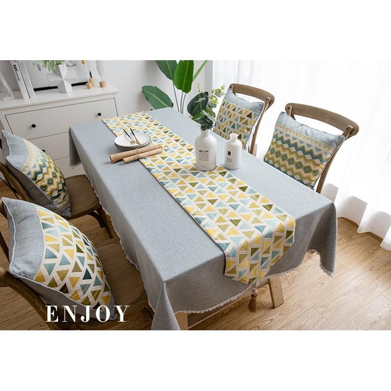 Khăn trải bàn ăn đẹp mắt vải Canvas TRIANGLE GEOMETRIC 1m8 - AsiaMart