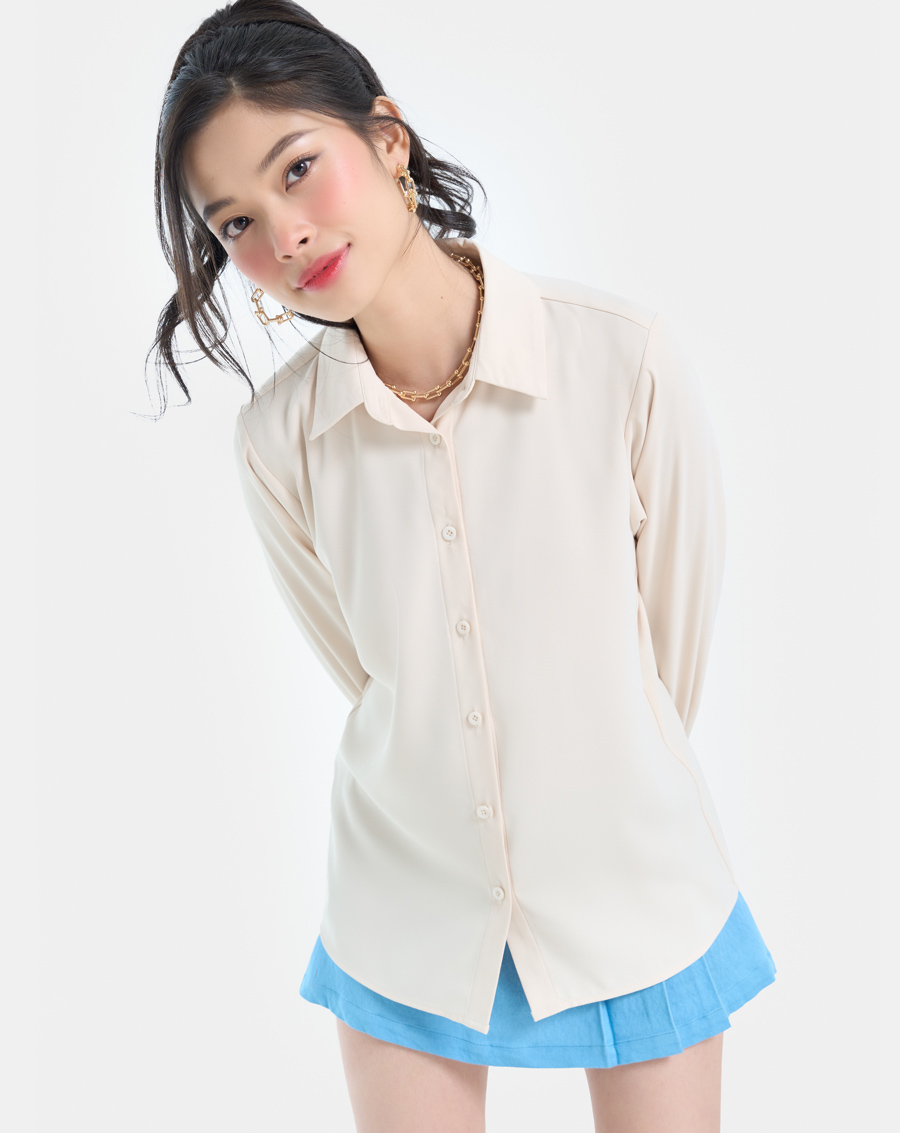 Áo Sơmi Nữ Thời Trang JUNO Basic Vai Đứng JNASM020