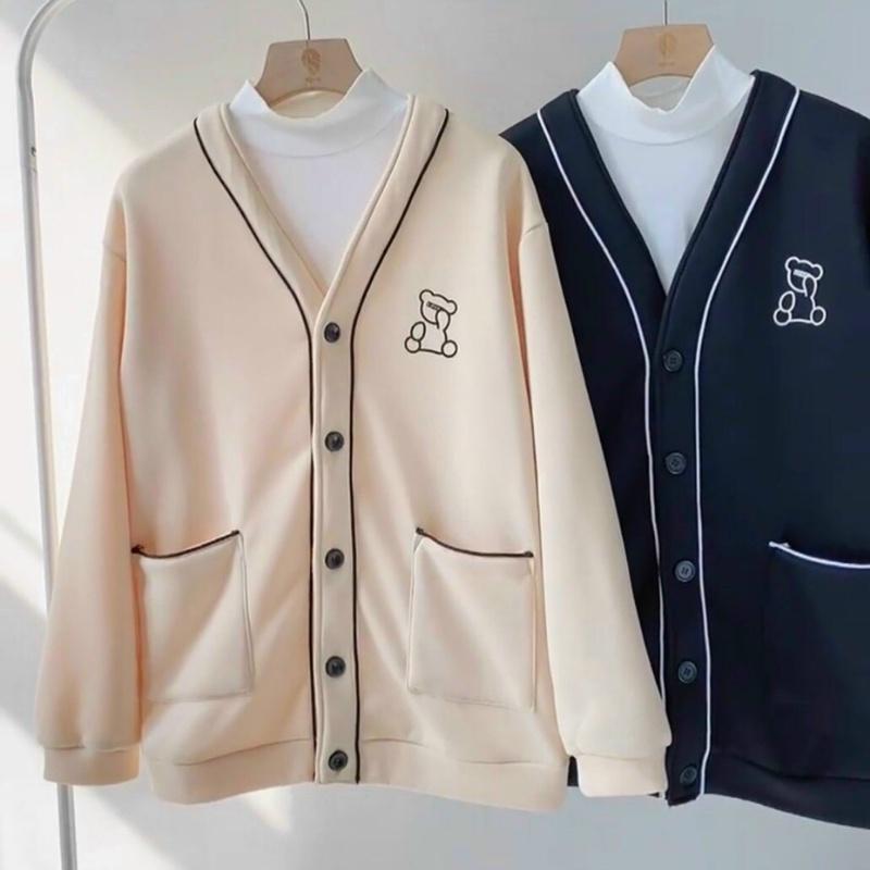 Áo cardigan nam nữ unisex khoác gió jacket dù 2 lớp cúc bấm form rộng local brand ulzzang phong cách hàn quốc đep Gấu