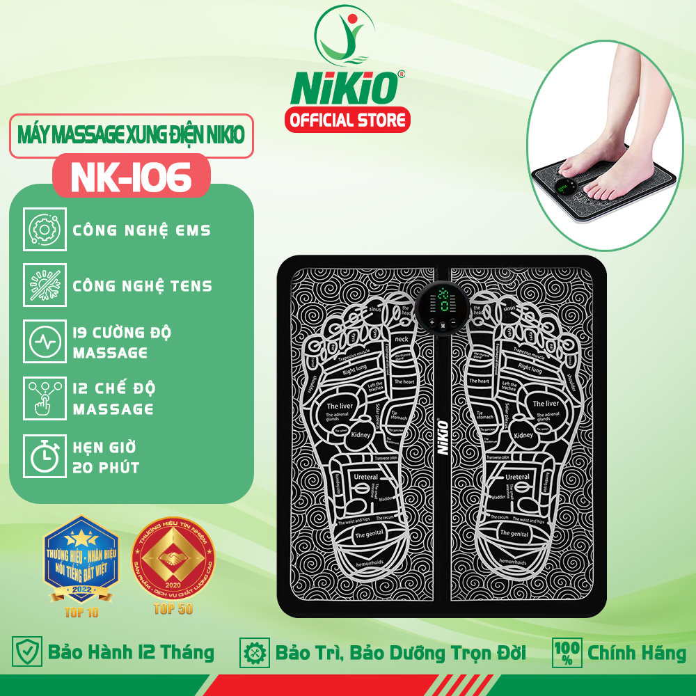 Thảm massage chân xung điện Nikio NK-106 - Massage huyệt đạo bàn chân, lưu thông máu huyết