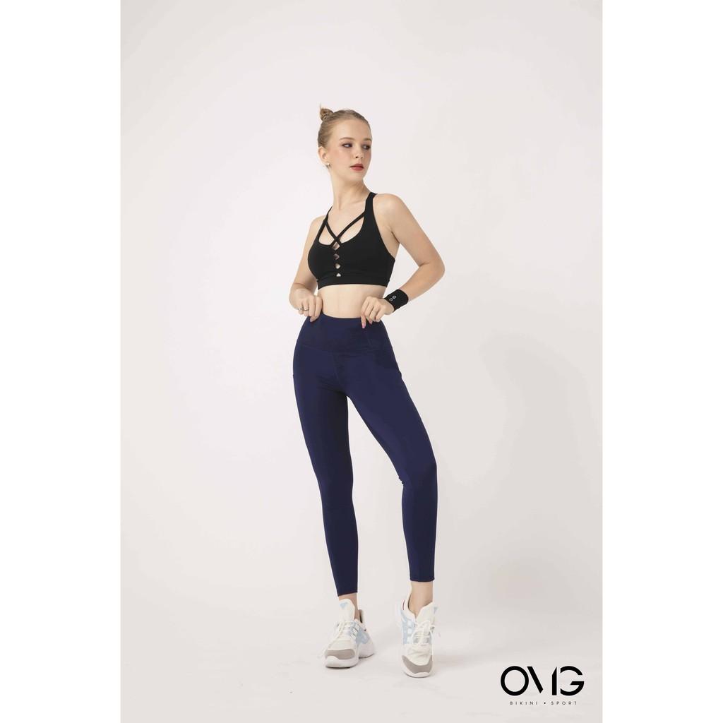 Quần tập Gym, Yoga Nữ OMG Sport kiểu dài có túi 2 bên - màu Xanh navy - BG073_NV