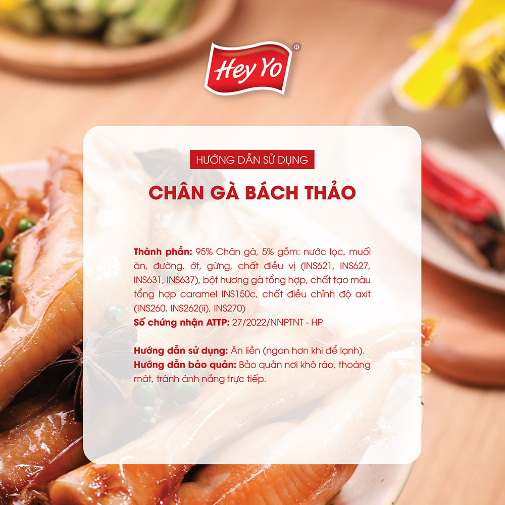 Combo 15 Chân Gà cay Hey Yo Bách Thảo 40g, chân gà ủ vị hàng Việt Nam thơm ngon chất lượng