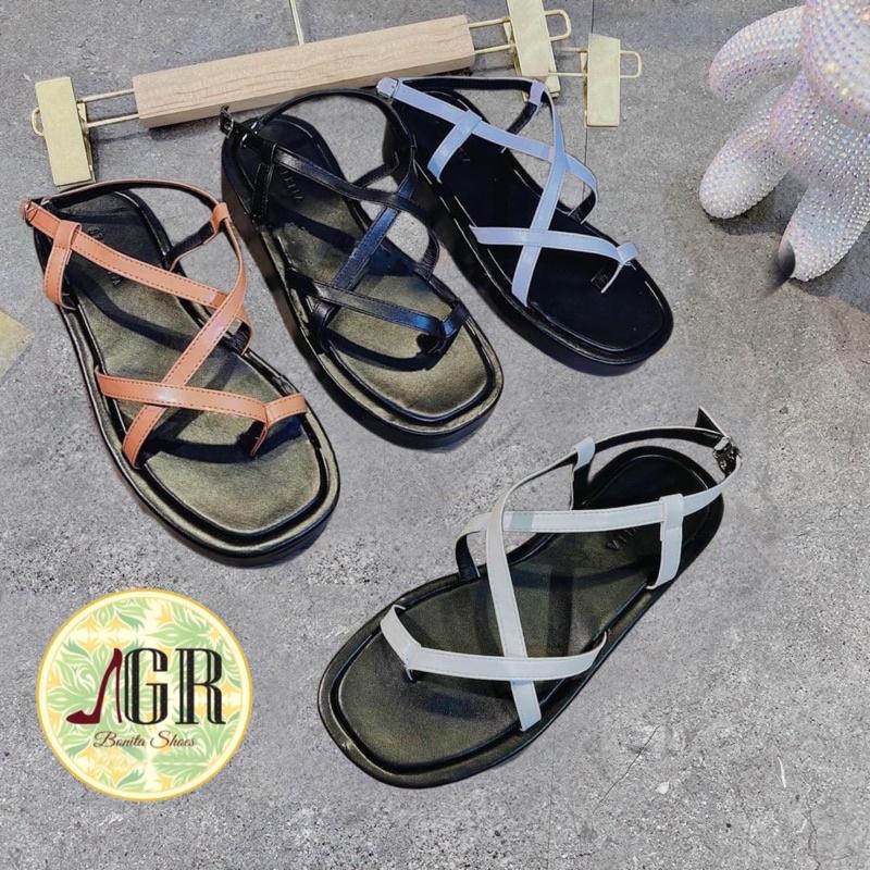 Sandal xuồng xỏ 4 dây đan da mềm cao 3 cm