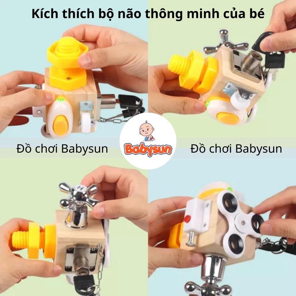 Hộp bận rộn 6in1 busy cube- giáo cụ Montessori đồ chơi thông minh cho bé rèn luyện vận động