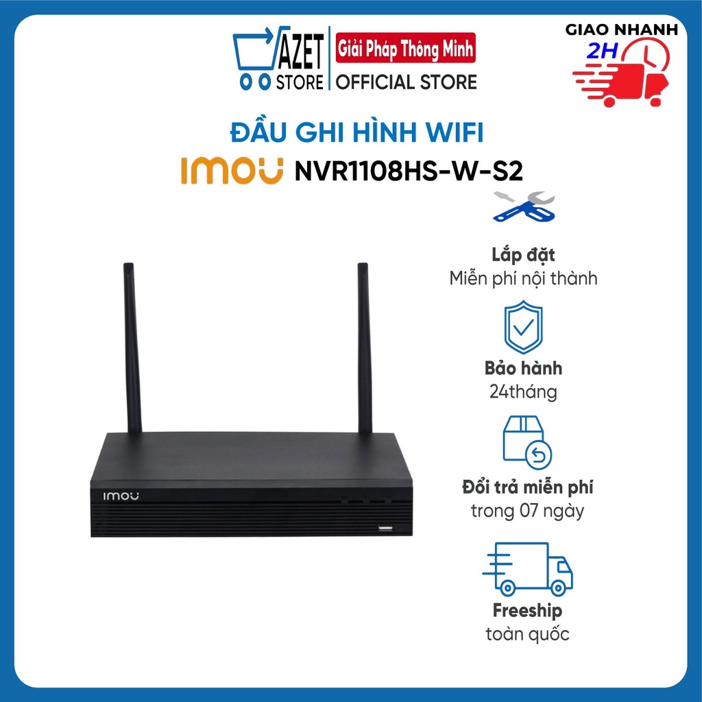 Đầu Ghi Hình Wifi 8 Kênh IMOU NVR1108HS-W-S2 I Hỗ Trợ Ổ Cứng 8TB I Hỗ Trợ Lên Đến Camera 6MP Hàng Chính Hãng | Bảo Hành 24 Tháng