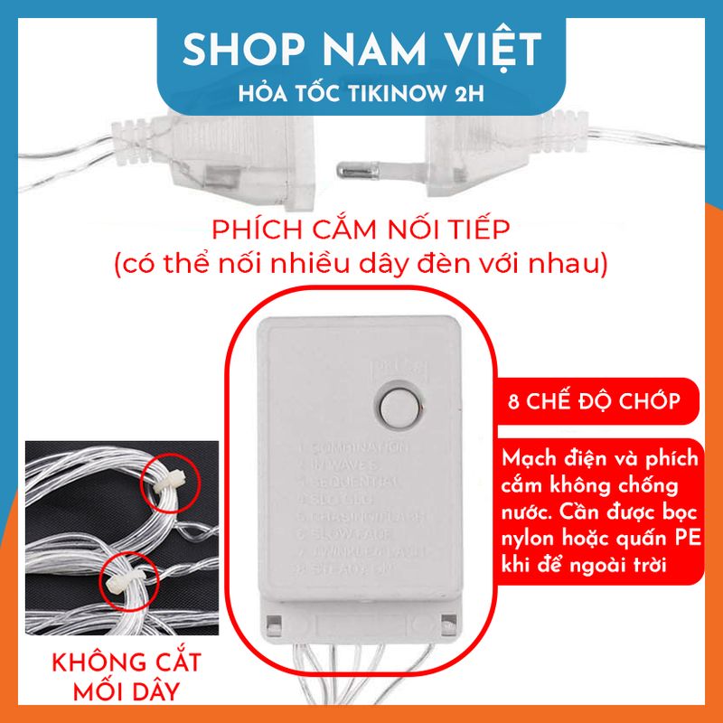 Dây Đèn LED Rèm Chống Thấm Nước Trang Trí Trong Nhà, Ngoài Trời, Năm Mới, Giáng Sinh - Chính Hãng NAVIVU