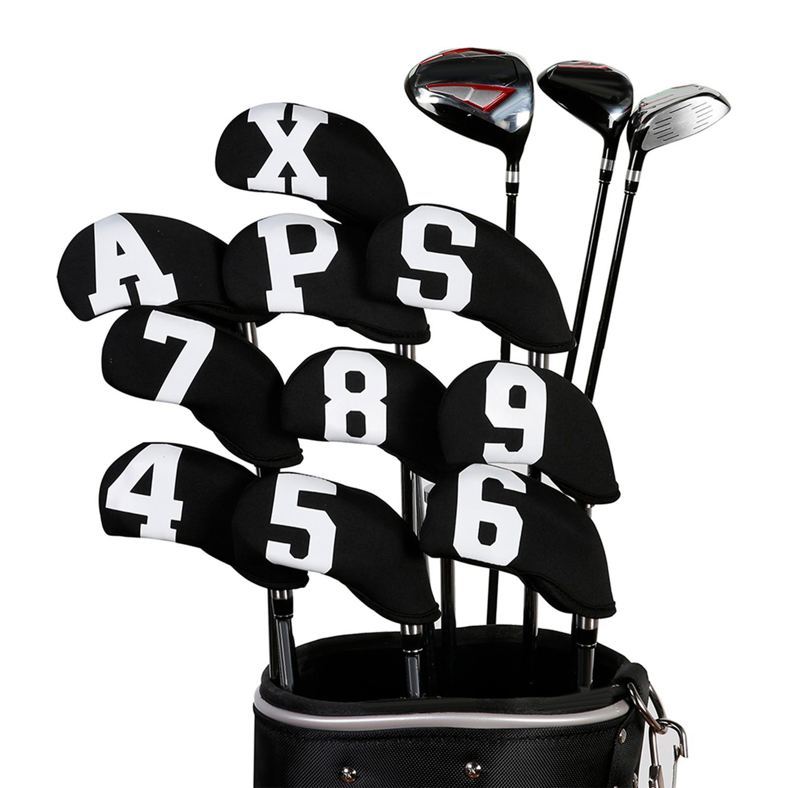 10Pcs Golf Iron Covers Set, Iron putter Club Head Covers for Golf Accessory