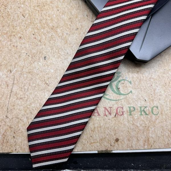 Cà vạt nam mẫu thắt sẵn dây kéo bản nhỏ 6cm mẫu đỏ kẻ trắng chấm