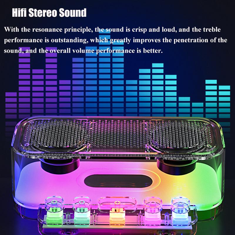 Loa di động Bluetooth Loa siêu trầm RGB Hifi Hộp âm thanh Máy tính để bàn Kèn đôi Bàn phím đầy màu sắc Máy nghe nhạc rảnh tay USB TF Màu sắc: B-Đen