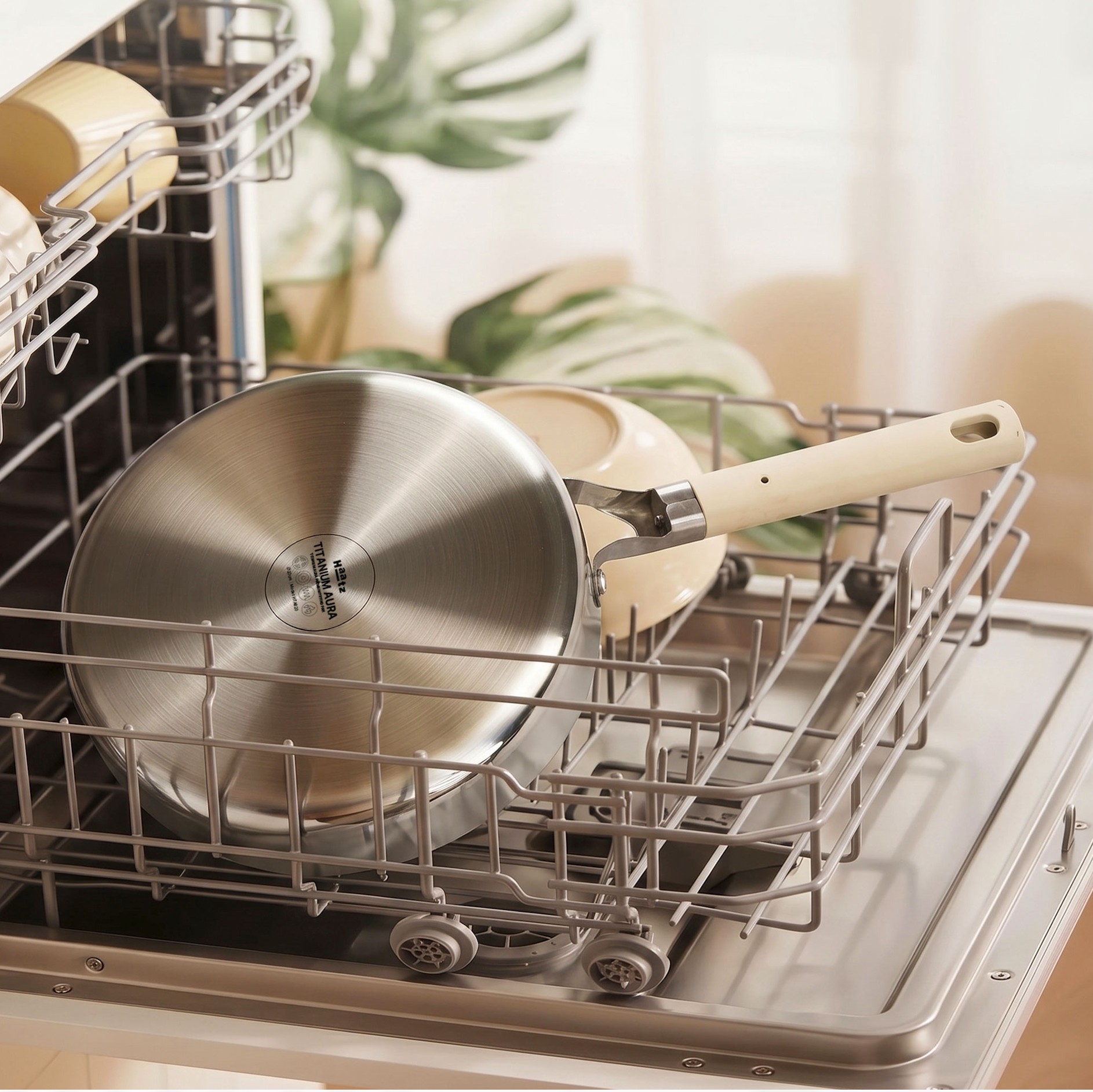 Chảo Titanium Aura Haatz HTA720 Size 20cm, inox 316, Chống Dính Tự Thân, Bền Bỉ, Dùng Cho Mọi Loại Bếp - Hàng Chính Hãng