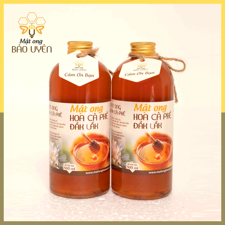Combo 2 Chai Mật Ong Hoa Cà Phê Nguyên Chất Bảo Uyên 100% Tăng Cường Sức Đề Kháng Dung Tích 500ml