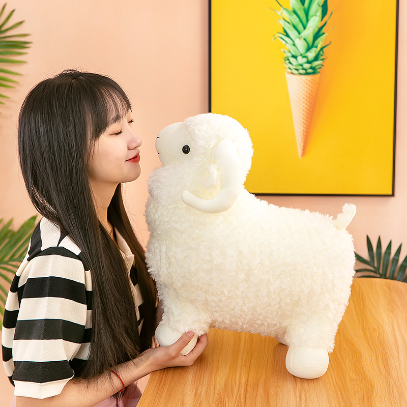 Thú nhồi bông - Cừu béo có sừng màu trắng tuyết ngộ nghĩnh cho bé