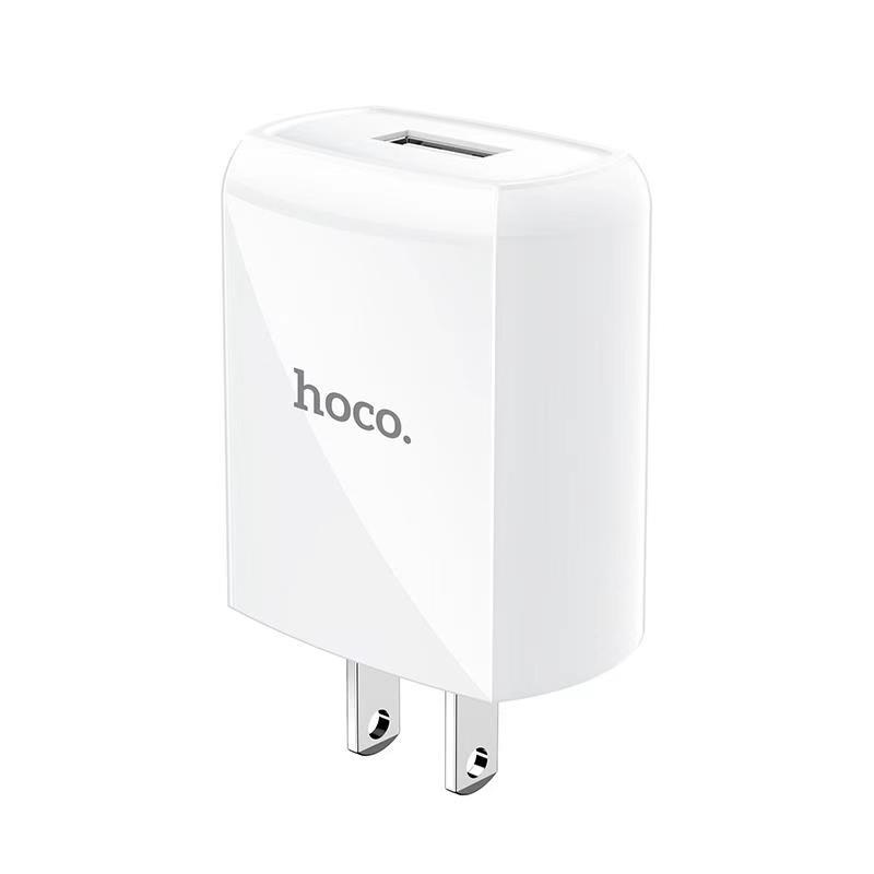 Củ sạc 2.4A Hoco DC13 chuôi dẹt vật liệu PC chống cháy 1 cổng Usb dành cho mọi thiết bị - Hàng chính hãng