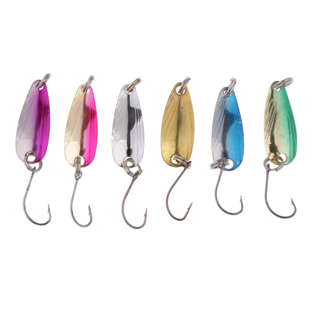 Kim Loại Mồi Câu Cá Thìa Spinner Mồi Với Treble Móc Câu 2.5G 6 Gói