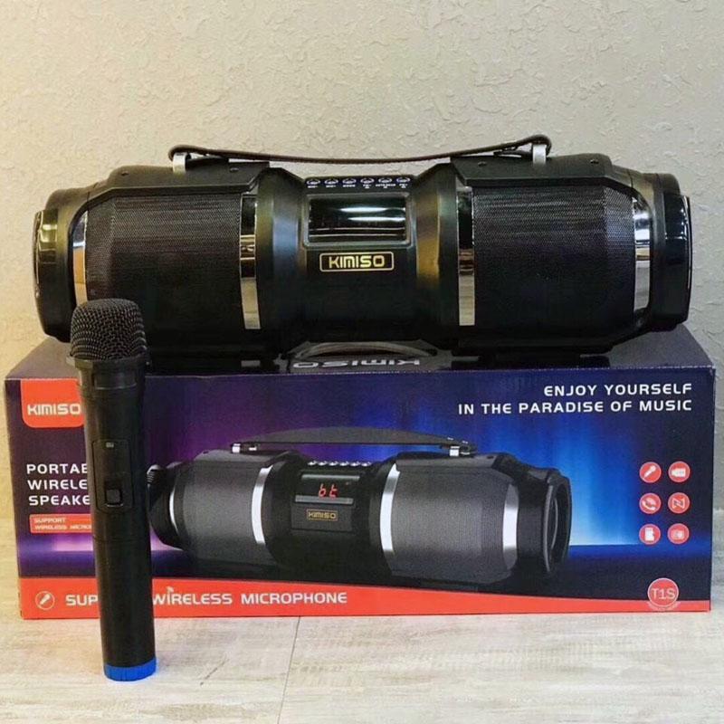 Loa bluetooth karaoke kèm micro KIMISO T1S công suất 60W hỗ trợ USB/TF/AUX/FM - âm thanh siêu to cực hay hàng nhập khẩu