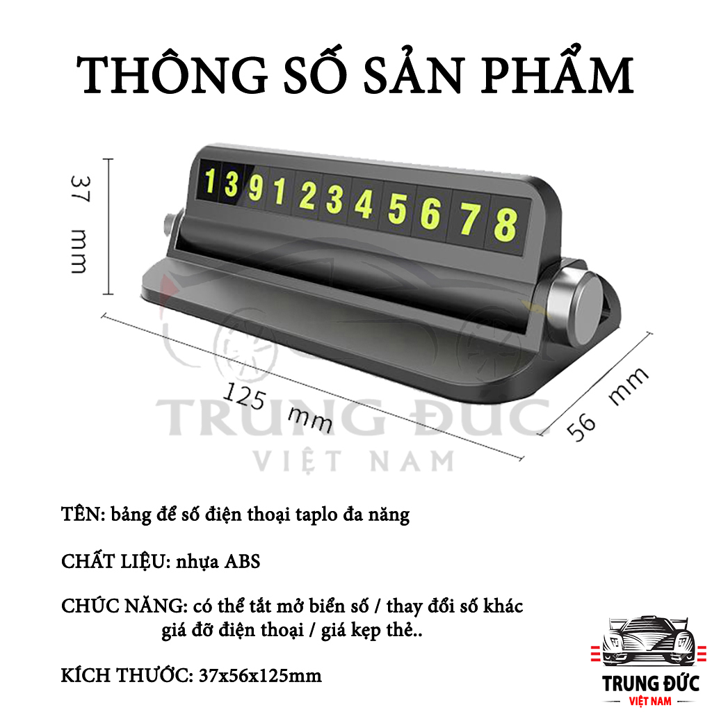 Bảng Số Điện Thoại TRUNGDUCVN BSDT-Z1 Gắn Trên Taplo Xe Ô TÔ Giúp Người Đi Đường Dễ Dàng Liên Hệ Với Bạn Khi Cần Thiết - Hàng Chính Hãng