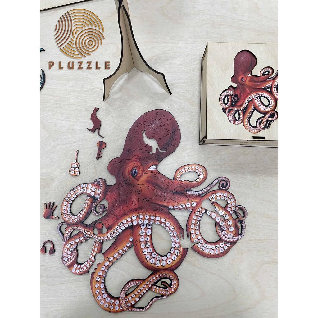 PLUZZLE Bộ xếp hình gỗ đồ chơi puzzle ghép hình con vật độc đáo - Bạch Tuộc – PZ034