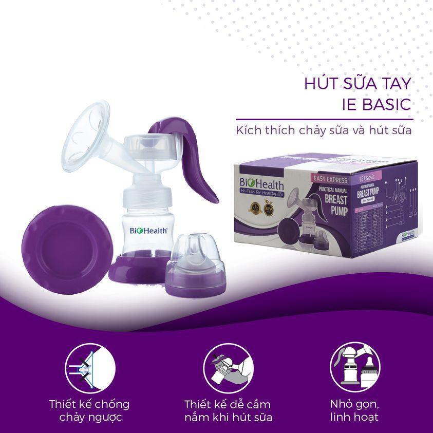 Máy hút sữa cầm tay BioHealth EE Classic đệm massage sillicon hình cánh hoa kích thích lưu thông tuyến sữa êm ái