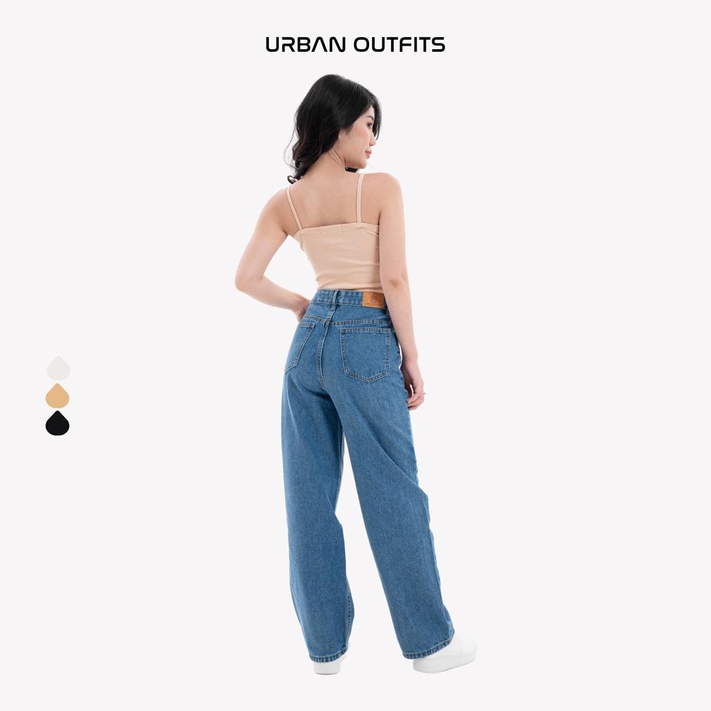 Quần Baggy Jean Nữ URBAN OUTFITS Dáng Regular Chất Vải Denim Wash Kỹ Không Loang Màu QJR101