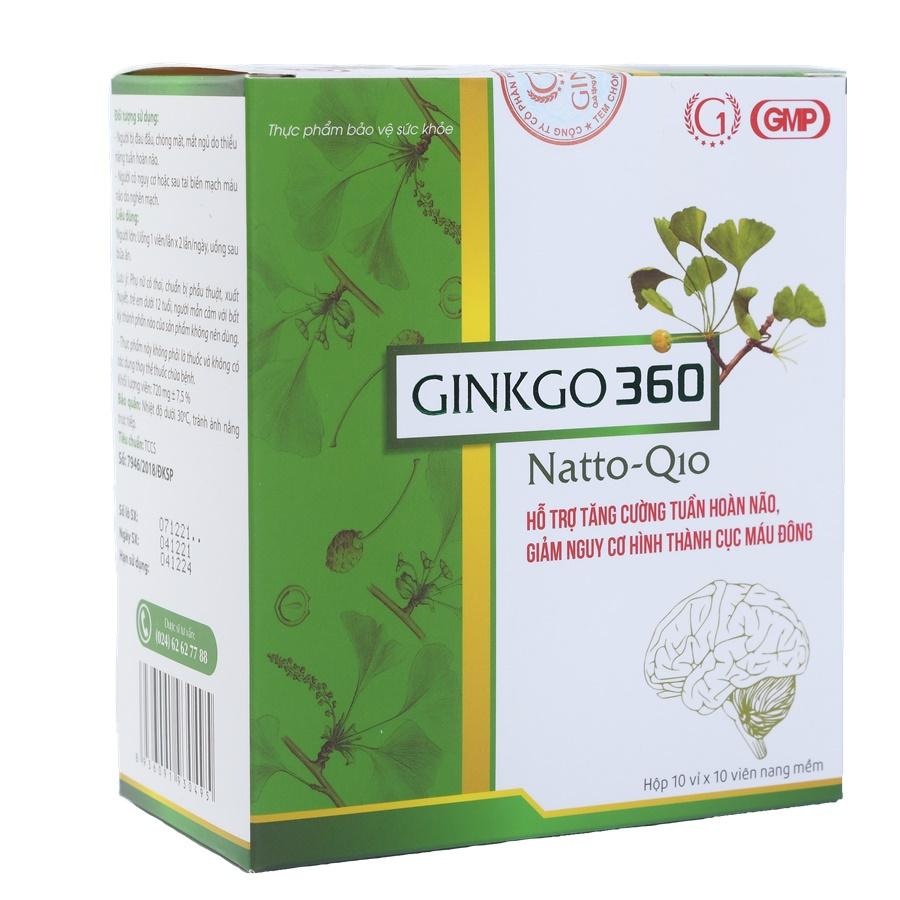 Viên uống Tuần hoàn não GINKGO 360 NATTO Q10 – Bổ sung Nattokinase, Coenzym Q10 và Thảo dược.