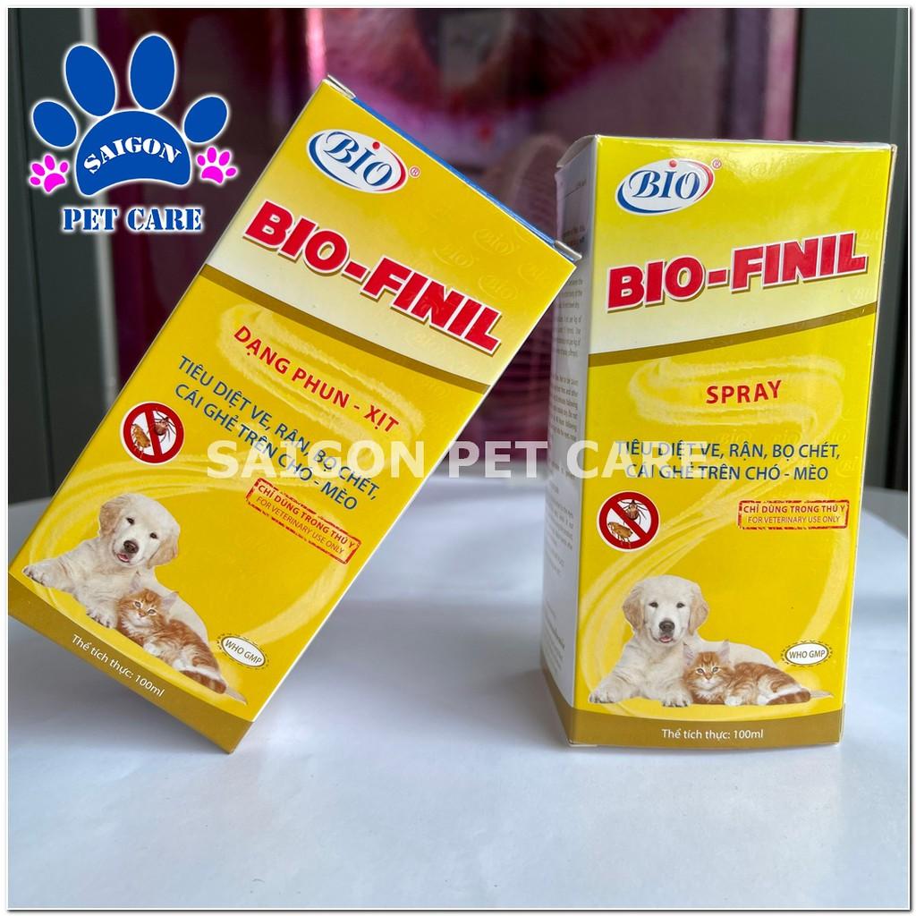 Chai xịt ve rận, bọ chét Bio Finil cho chó mèo 100ml