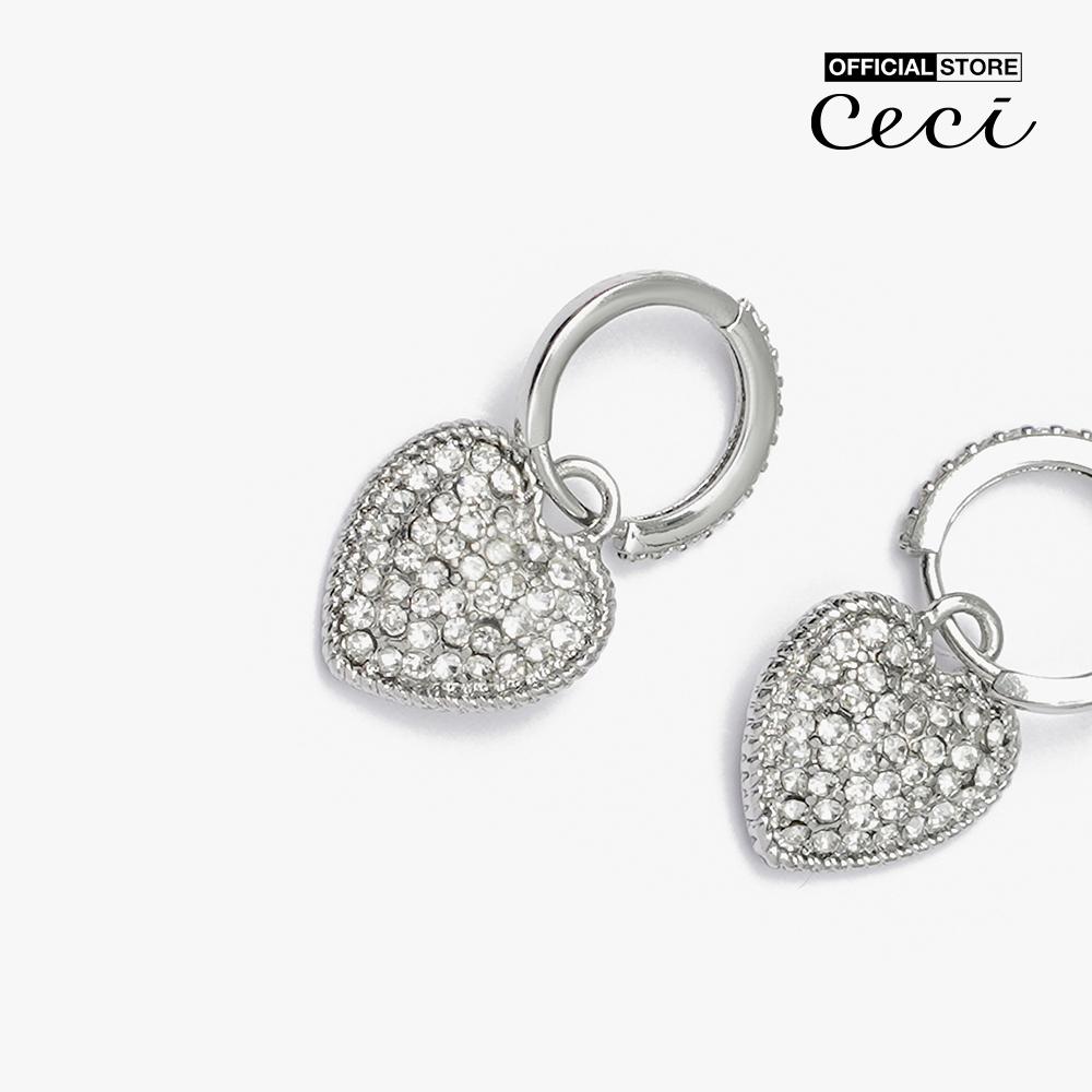CECI - Khuyên tai nữ khoen tròn hình trái tim đính đá CC1-01000015-03