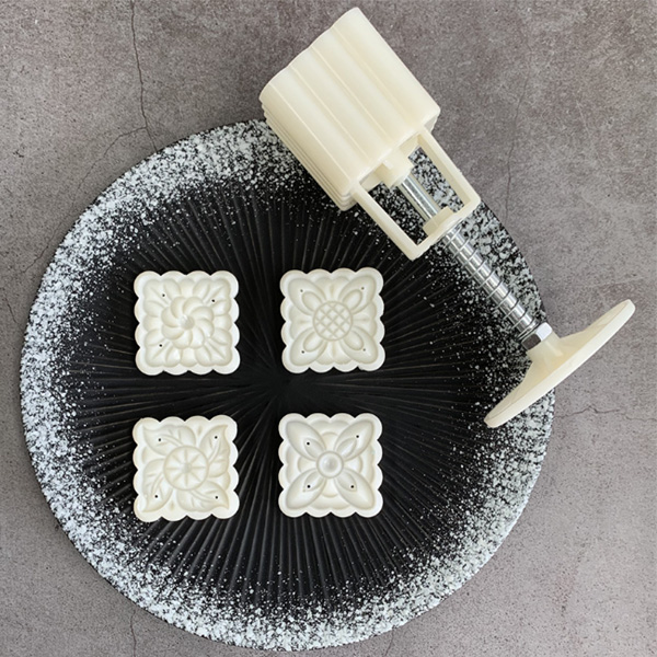 Bộ Khuôn Lò Xo Làm Bánh Trung Thu 4 Mặt 150-180gr Vuông Truyền Thống