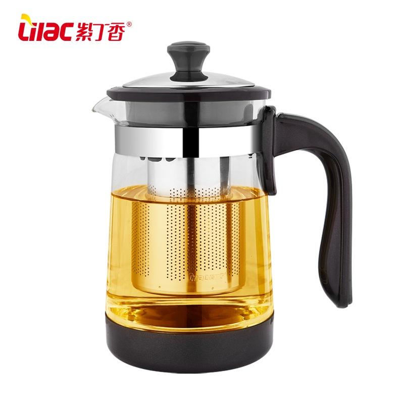 Bình pha trà thủy tinh Lilac (Tea Pot), Bình lọc trà thủy tinh có Lõi Lọc Inox 304 - Chịu nhiệt đến 130 độ- dung tích 75