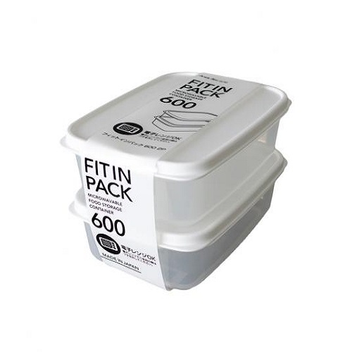 Set 2 hộp nhựa nắp dẻo 600ml Nhật Bản