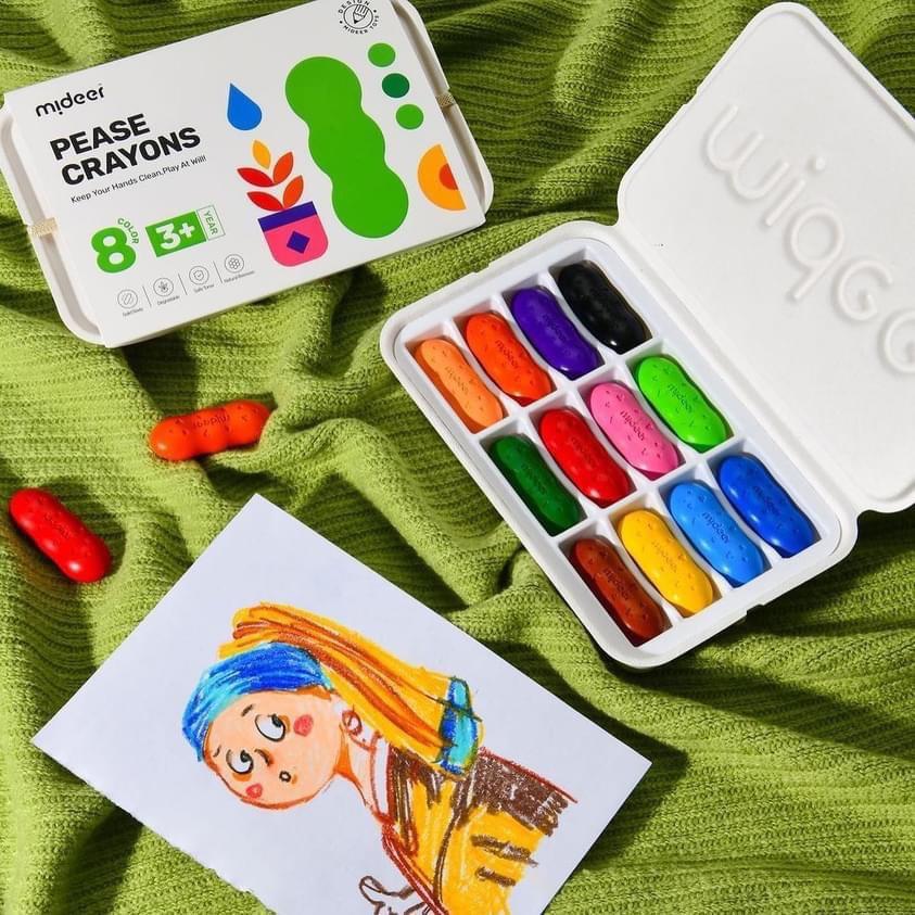 Màu sáp Lụa Hạt Đậu Pease Crayons Mideer, Bút Sáp Màu Hữu Cơ đồ chơi thủ công cho bé sáng tạo 2 3 4 5 6 Tuổi