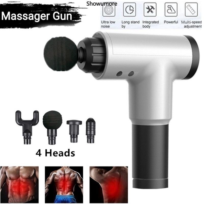 Máy Massage - Súng Massage Toàn Thân 4 Đầu 6 Chế Độ Fascial, Giảm Đau Mỏi Vai Gáy, Giãn Cơ Sau Tập