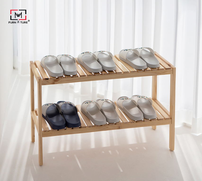 KỆ ĐỰNG GIÀY GỖ 2 TẦNG HÀN QUỐC MÀU GỖ TỰ NHIÊN - BENCH 2F NATURAL SIZE M