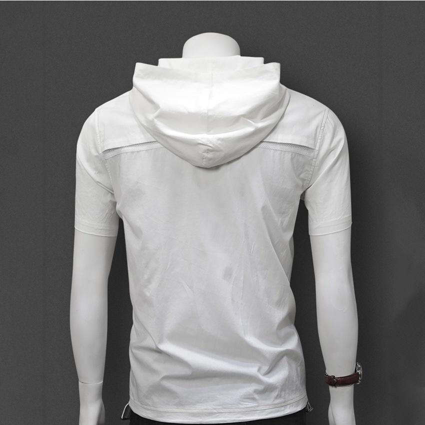 Áo hoodie, áo cộc có mũ chất liệu cotton mùa hè. thể thao mỏng ngắn tay hợp thời trang có khóa N1