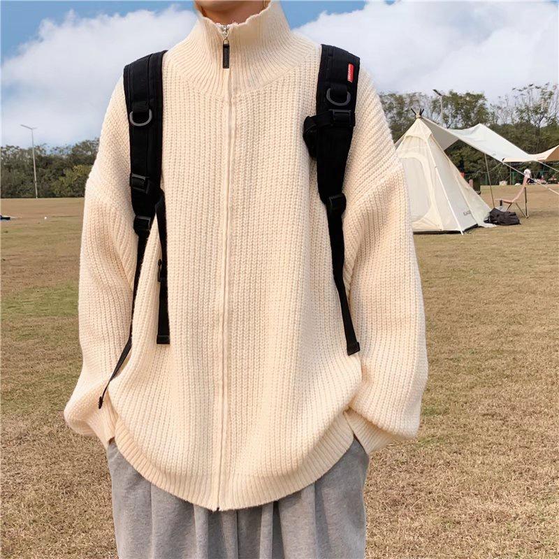 Áo Khoác Cardigan Len Dày Dáng Rộng Thời Trang Thu Đông Cho Nam Size M-2XL