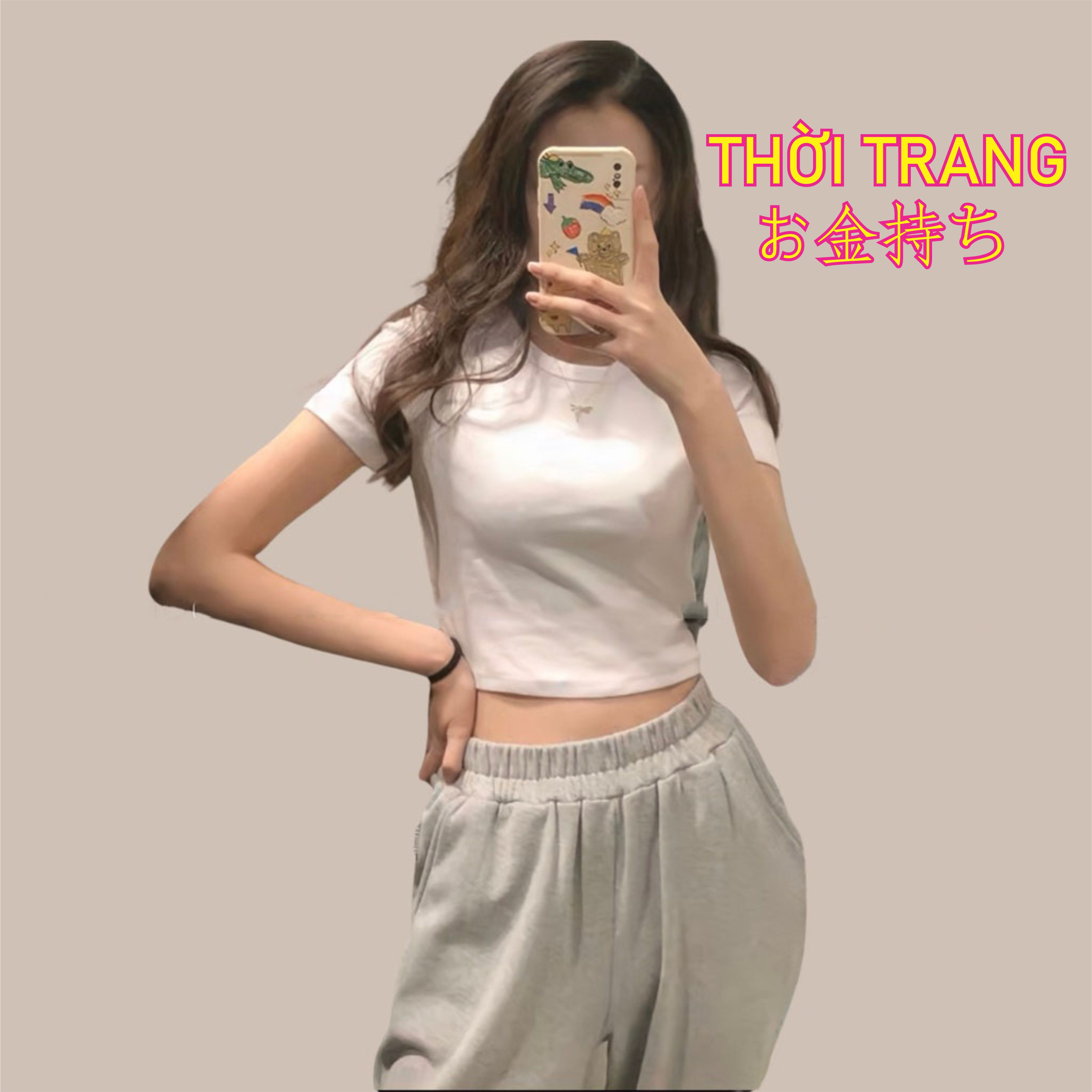 Áo Croptop Hottrend Tay Ngắn Màu Đen Trắng Cổ Tròn Vải Cotton Thun Ôm Body Co Giãn Tốt 313